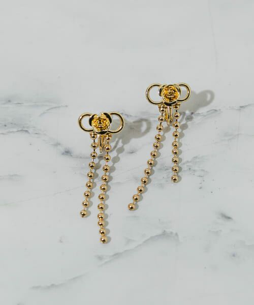 ＊＊SMELLY / スメリー ピアス・イヤリング | ローズリボンボールチェーンイヤリング（GLD）