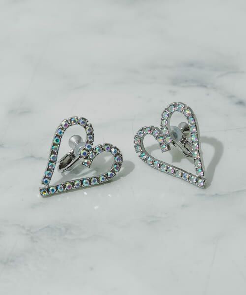 ＊＊SMELLY / スメリー ピアス・イヤリング | ビジューハートイヤリング（SLV）