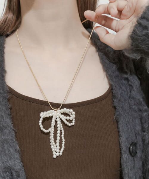 ＊＊SMELLY / スメリー ネックレス・ペンダント・チョーカー | ボリュームパールトップスライドネックレス（GLD/IVO）