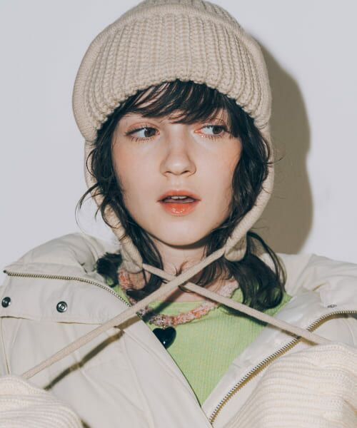 ＊＊SMELLY / スメリー ニットキャップ | リブニットフライトキャップ（BEG）