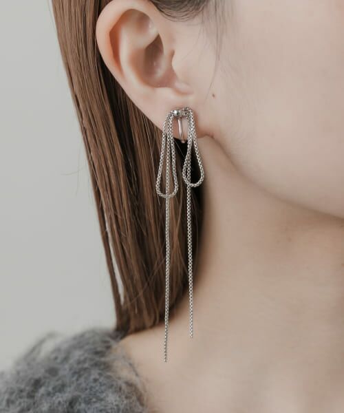 ＊＊SMELLY / スメリー ピアス・イヤリング | メタルチェーンリボンイヤリング（SLV）