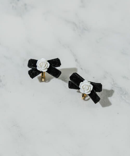 ＊＊SMELLY / スメリー ピアス・イヤリング | ローズリボンイヤリング（BLK）