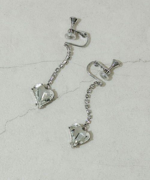 ＊＊SMELLY / スメリー ピアス・イヤリング | ハートビジュードロップイヤリング（SLV/CLR）