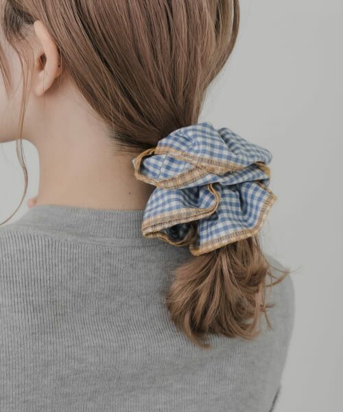 ＊＊SMELLY / スメリー ヘアゴム・シュシュ | ギンガムチェックボリュームシュシュ（BLU）