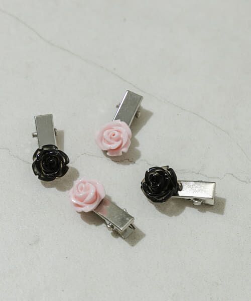 ＊＊SMELLY / スメリー カチューシャ・カチューム・その他 | ローズモチーフミニ4セットピン（BLK/PNK）