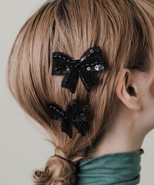 ＊＊SMELLY / スメリー カチューシャ・カチューム・その他 | リボンモチーフ2セットピン（BLK）