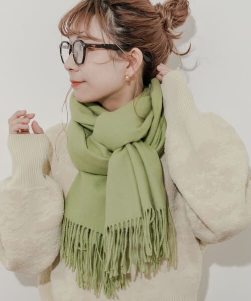 ＊＊SMELLY / スメリー マフラー・ショール・スヌード・ストール | ムジシンプルカラーマフラー（GRN）