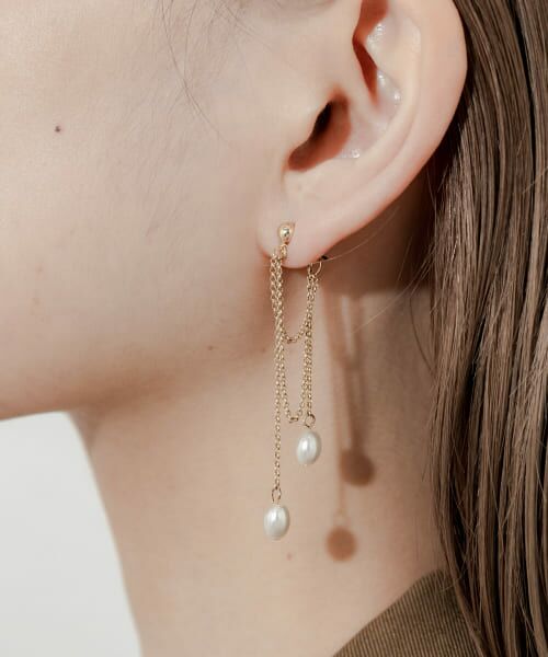セール】 ドロップパールチェーンループピアス （ピアス