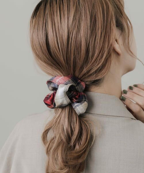 ＊＊SMELLY / スメリー ヘアゴム・シュシュ | チェックボリュームシュシュ（RED）