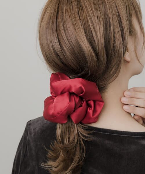＊＊SMELLY / スメリー ヘアゴム・シュシュ | サテンボリュームビッグシュシュ（RED）