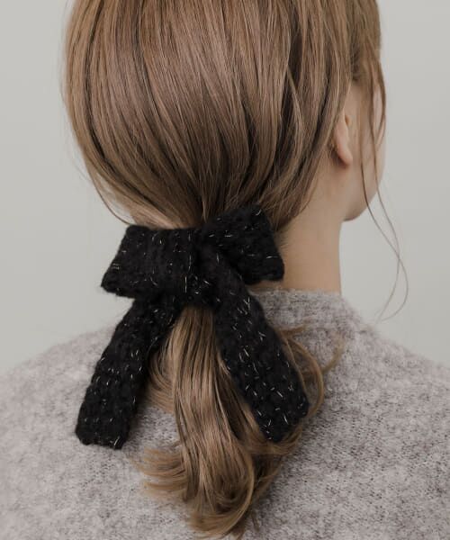＊＊SMELLY / スメリー ヘアゴム・シュシュ | ニットビッグリボンヘアカフ（BLK）