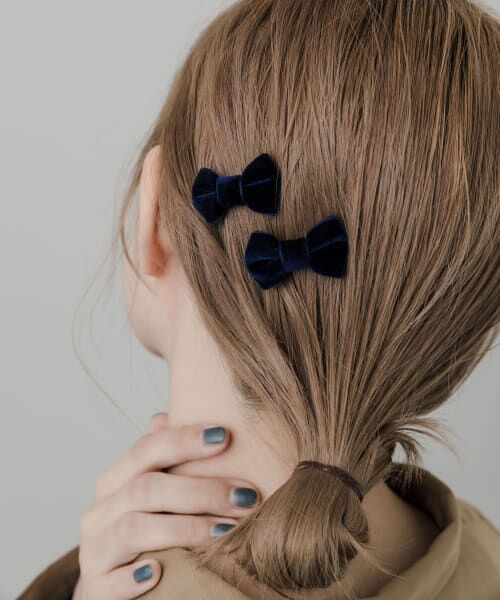 ＊＊SMELLY / スメリー カチューシャ・カチューム・その他 | ベロアミニリボン2セットヘアピン（NVY）