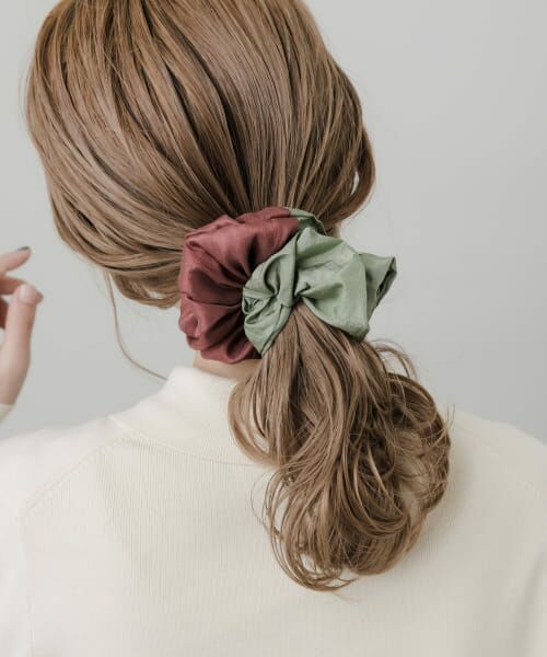 セール】 バイカラーボリュームシュシュ （ヘアゴム・シュシュ