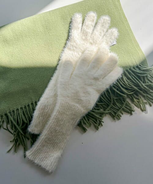 ＊＊SMELLY / スメリー 手袋 | シャギーニットロンググローブ（WHT）