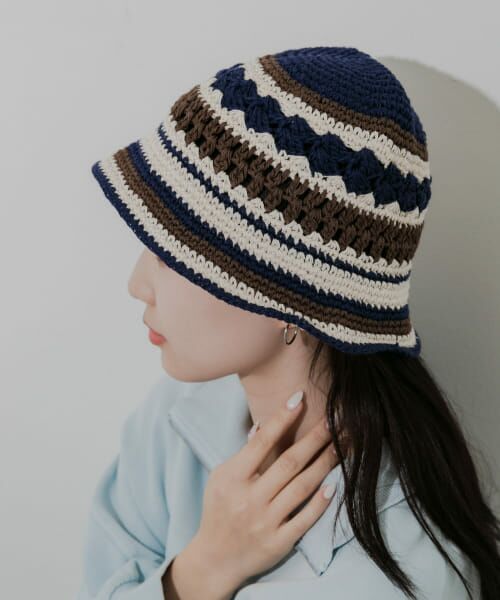 【ttttt様オーダーページ】＊ハンドメイドのクロシェハット＊4点　アクリル セール】 ボーダークロシェハット （ハット）｜＊＊SMELLY