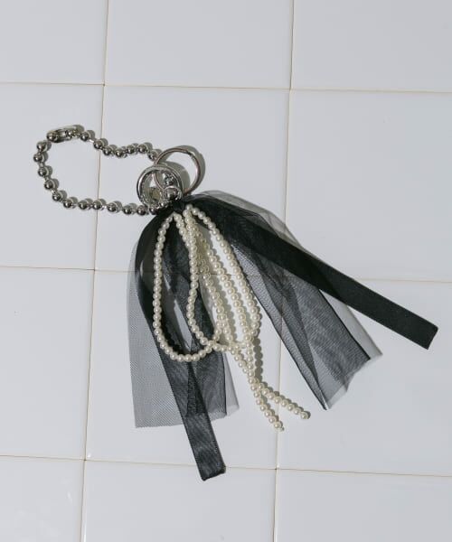 ＊＊SMELLY / スメリー キーホルダー・ストラップ | チュールリボンパールキーチェーン（BLK）