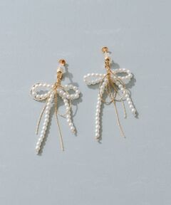 パールリボンモチーフイヤリング