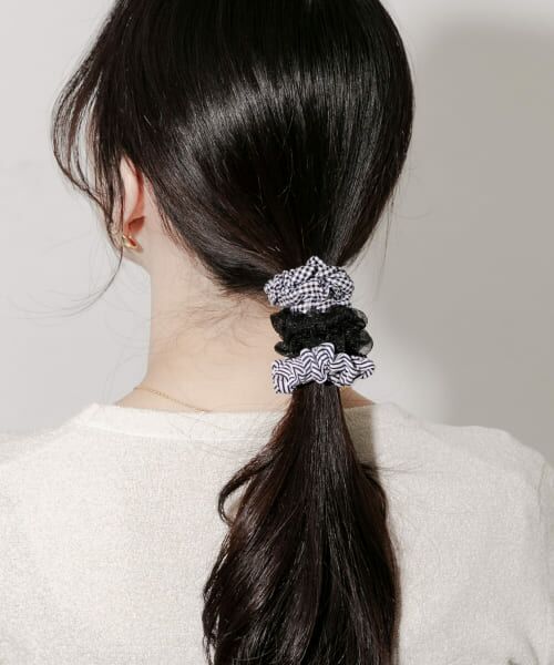 ＊＊SMELLY / スメリー ヘアゴム・シュシュ | ギンガムチェック3セットヘアゴム（BLK）
