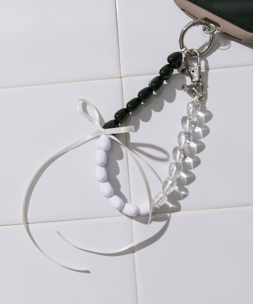 ＊＊SMELLY / スメリー モバイルケース | カラフルミニハートリボンキーチェーン（WHT/BLK）