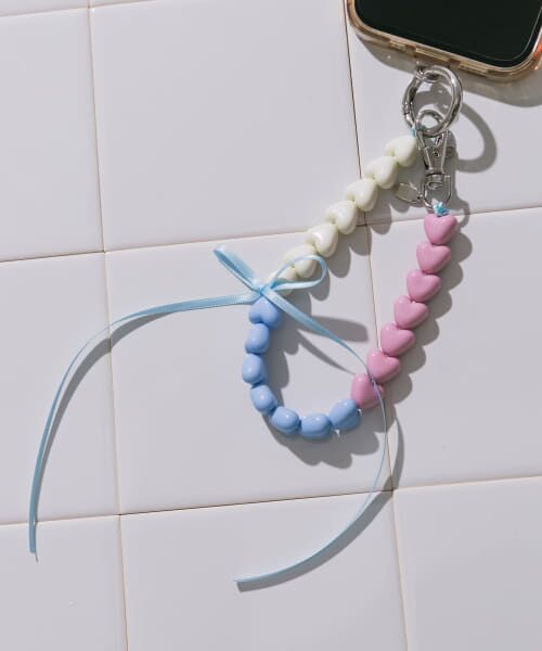 ＊＊SMELLY / スメリー モバイルケース | カラフルミニハートリボンキーチェーン（BLU/PNK）