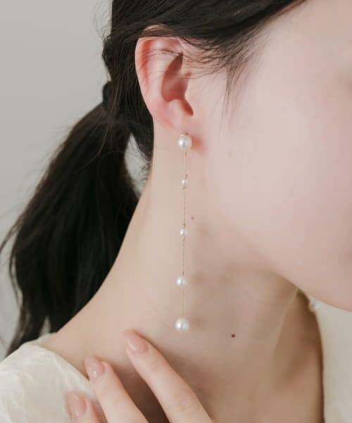 セール】 パールロングチェーンピアス （ピアス・イヤリング
