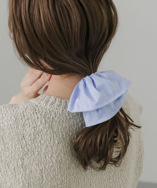 セール】 ストライプビッグシュシュ （ヘアゴム・シュシュ