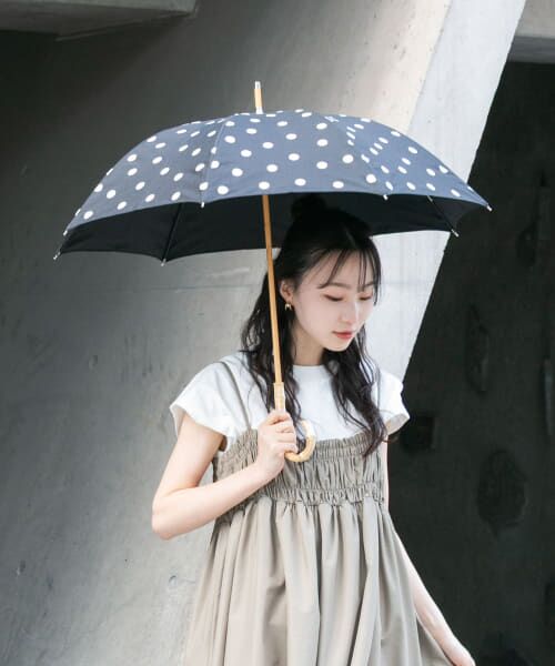 ＊＊SMELLY / スメリー 傘 | because　ドットバンブー長傘（BLK）