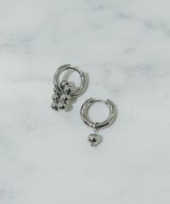 ステンレスアシメメタルボール2WAYピアス