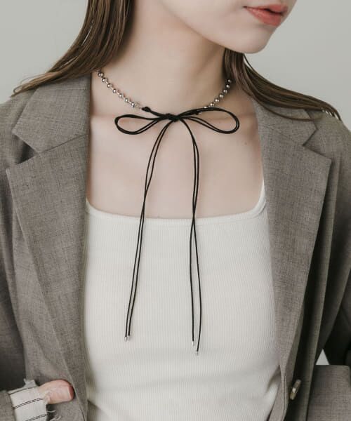＊＊SMELLY / スメリー ネックレス・ペンダント・チョーカー | メタルボールダブルコードネックレス（BLK/SLV）