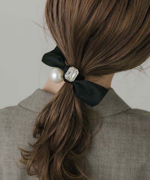 ＊＊SMELLY / スメリー ヘアゴム・シュシュ | パールビジューヘアゴム（BLK）