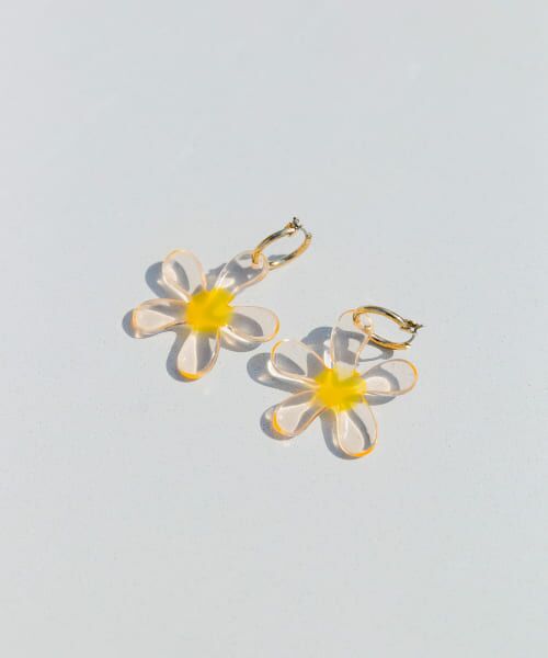 ＊＊SMELLY / スメリー ピアス・イヤリング | クリアフラワーメタルフープピアス（CLR）
