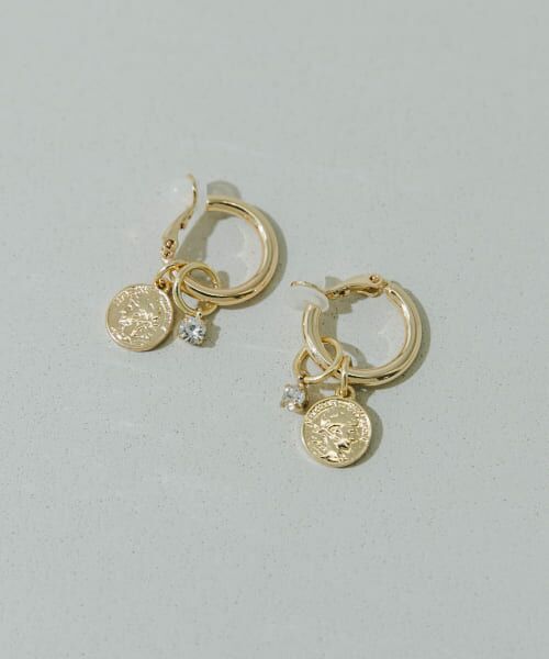 ＊＊SMELLY / スメリー ピアス・イヤリング | コインガラスフープマルチWAYイヤリング（GLD）