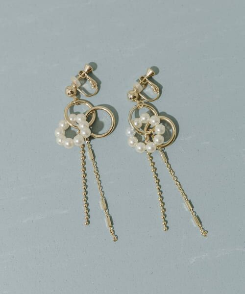 ＊＊SMELLY / スメリー ピアス・イヤリング | パールリングチェーンイヤリング（GLD/IVO）