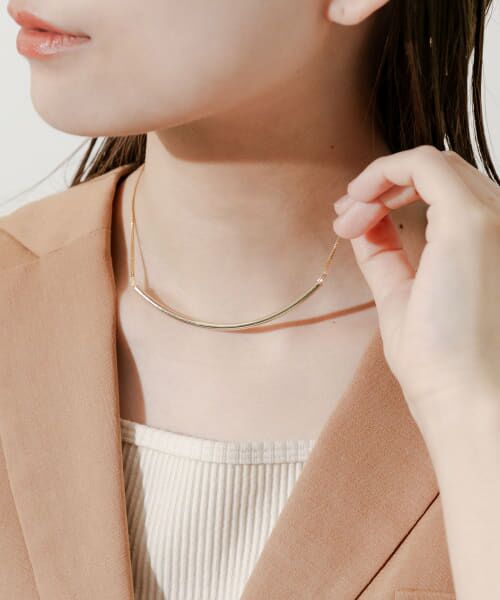 セール】 メタルカーブネックレス （ネックレス・ペンダント