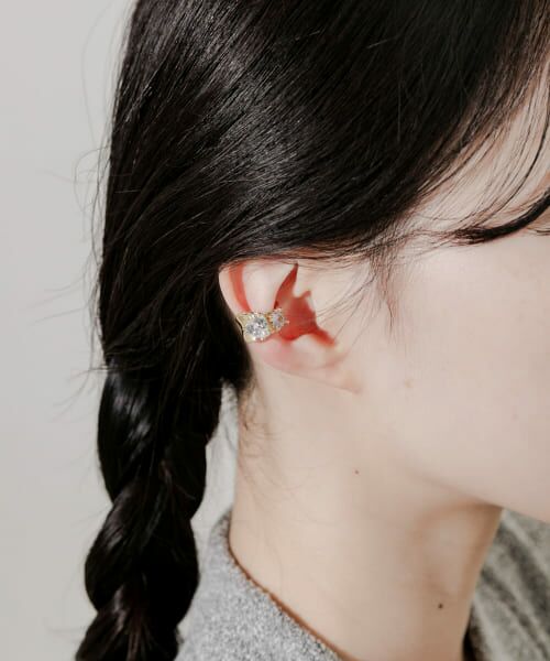 ＊＊SMELLY / スメリー ピアス・イヤリング | ビジューハートワイドイヤカフ（GLD）