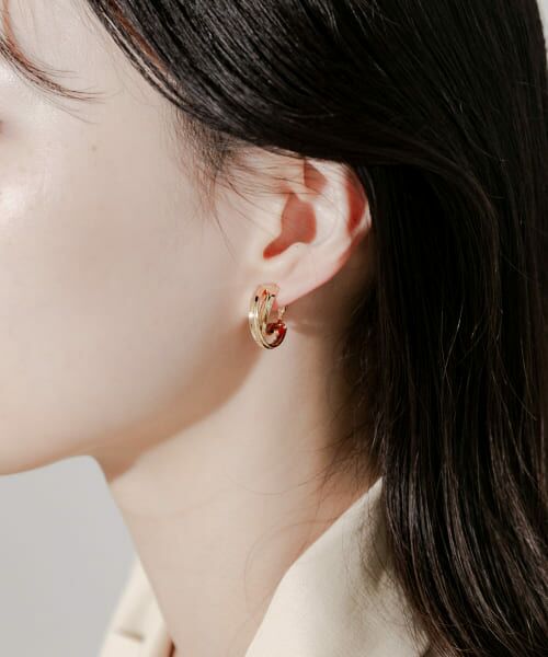 ＊＊SMELLY / スメリー ピアス・イヤリング | メタルクロスフープイヤリング（GLD）