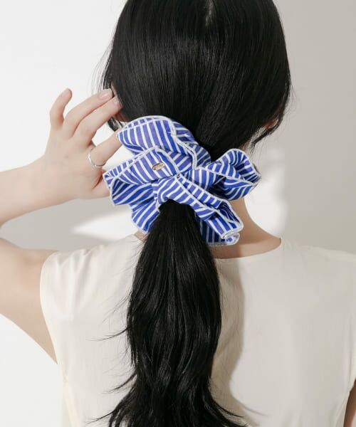 ストライプボリュームシュシュ （ヘアゴム・シュシュ