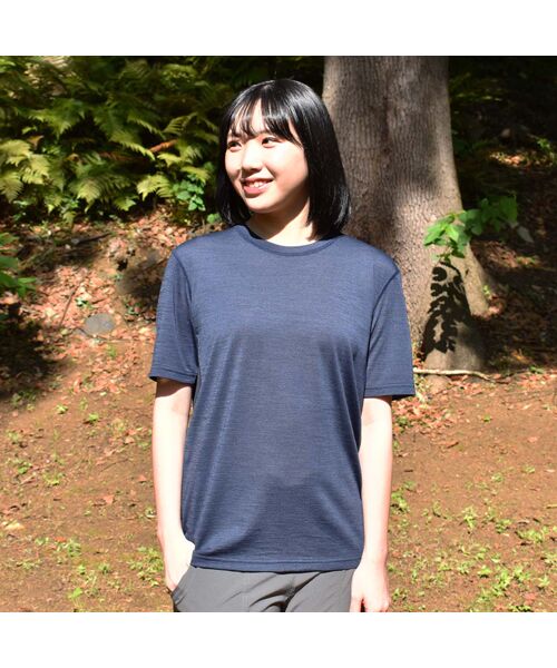 [sn]super.natural/エスエヌ スーパー・ナチュラル 山旅×[sn] Regular Fit Back-Mesh S/S TEE Midnight Navy M