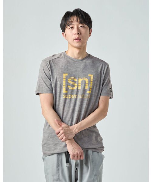 [sn]super.natural / エスエヌ スーパー・ナチュラル Tシャツ | M GRID LOGO TEE（CASHMERE GREY MELANG）