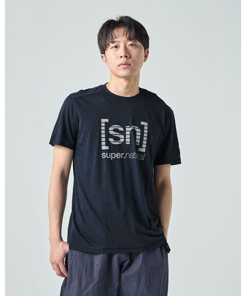 [sn]super.natural / エスエヌ スーパー・ナチュラル Tシャツ | M GRID LOGO TEE（BLUEBERRY VAPOR GREY）