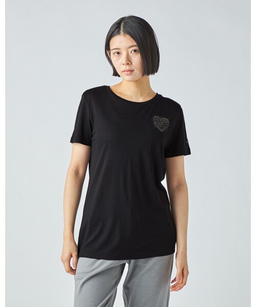 [sn]super.natural / エスエヌ スーパー・ナチュラル Tシャツ | W LITTLE HEARTWOOD TEE（Jet Black/Feather Gr）