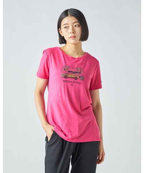 [sn]super.natural / エスエヌ スーパー・ナチュラル Tシャツ | W TROPICAR TEE（Pinky Rose/Various）
