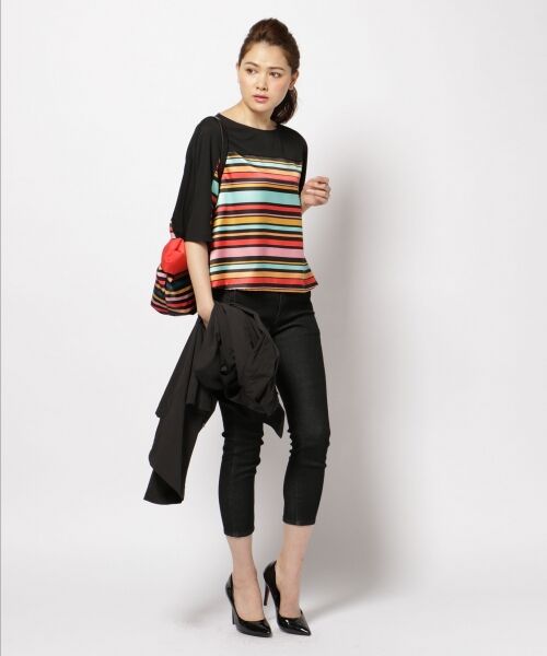 SONIA RYKIEL(ファーストライン)シルクバイカラーブラウス/ 40 SONIA RYKIEL(ファーストライン)シルクバイカラーブラウス/ 40
