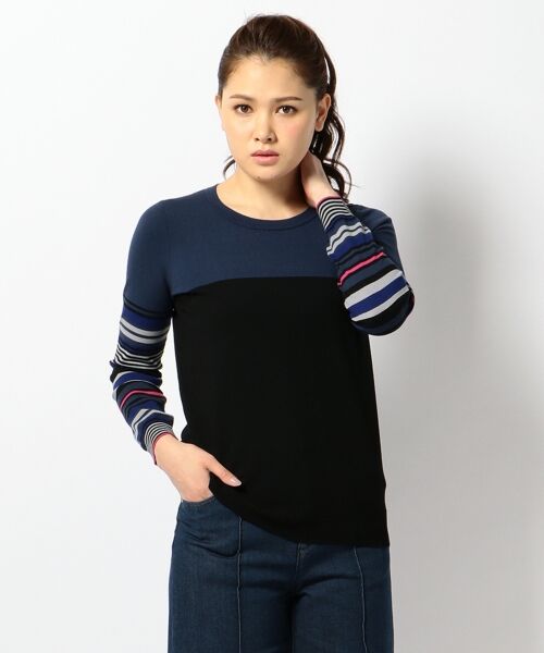 ソニアリキエルSONIA RYKIEL Uネックボーダーニットカットソー