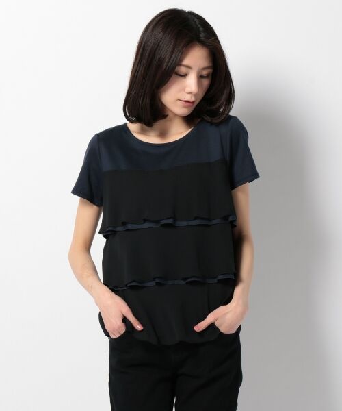 シェリエ　黒　フリル　カットソー バックフリルロングTEEカットソー（Tシャツ/カットソー）｜CHERI