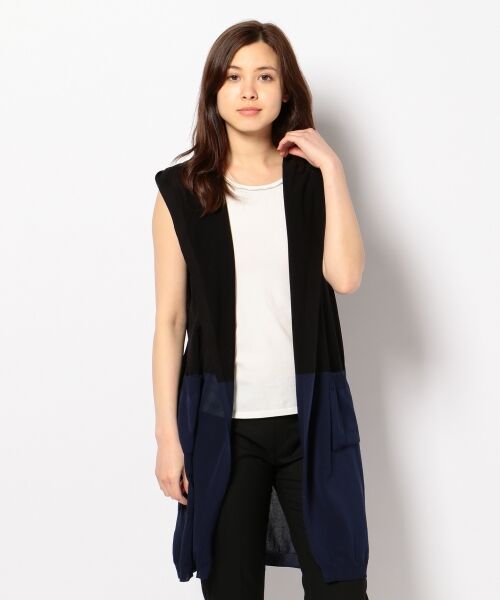 ＊＊SONIA RYKIEL COLLECTION / ソニア リキエル コレクション ベスト | 【洗える！】バイカラージレ ベスト（ブラック系）