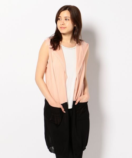＊＊SONIA RYKIEL COLLECTION / ソニア リキエル コレクション ベスト | 【洗える！】バイカラージレ ベスト（ピンク系）