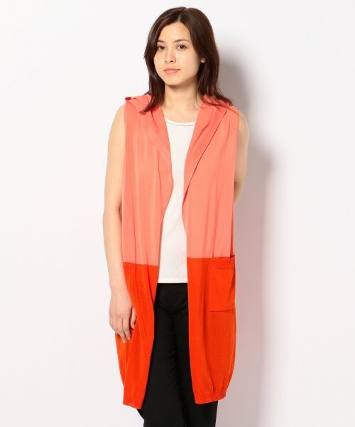 ＊＊SONIA RYKIEL COLLECTION / ソニア リキエル コレクション ベスト | 【洗える！】バイカラージレ ベスト（オレンジ系）