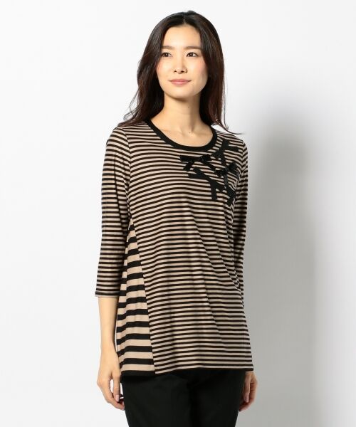 セール】 スパングルリュバンボーダーチュニック カットソー （Tシャツ  