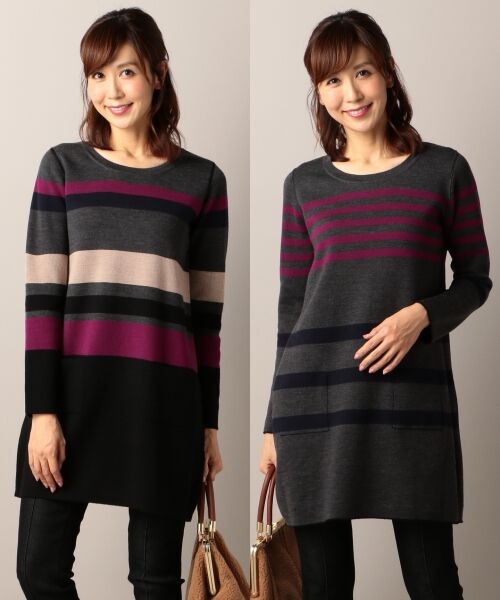 ＊＊SONIA RYKIEL COLLECTION / ソニア リキエル コレクション ニット・セーター | 【新色2色追加】【リバーシブル】リバートータルチュニック ニット（グレー系5）